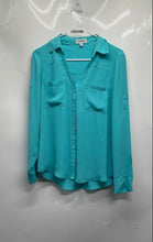 Load image into Gallery viewer, Express Womens Portofino Turquoise Long Sleeve Two Pocket Button-Up Shirt Size S
