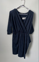 Load image into Gallery viewer, Forever 21 Womens Navy Blue 3/4 Sleeve Surplice Neck Short Mini Dress Size M
