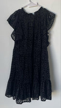 Load image into Gallery viewer, Loft Womens Black Leopard Print Short Flutter Sleeve Ruffle Swing Dress Size M
