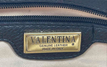 Load image into Gallery viewer, Authentic Valentina Womens Black Brown Genuine Leather Satchel Handbag Stained

