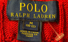 Load image into Gallery viewer, Polo Ralph Lauren Boys Red Long Sleeve Cable Knit Pullover Sweater Size M 10-12
