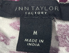 Load image into Gallery viewer, Ann Taylor Womens Purple White Floral Sleeveless Round Neck Blouse Top Size M
