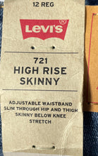 Load image into Gallery viewer, Levi's Womens Blue Denim High Rise Slim Fit 721 Skinny Leg Jeans Sz 12 Reg w/Tag
