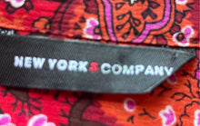 Load image into Gallery viewer, New York &amp; Company Womens Red Paisley Long Sleeve Sheer Blouse Top Size L
