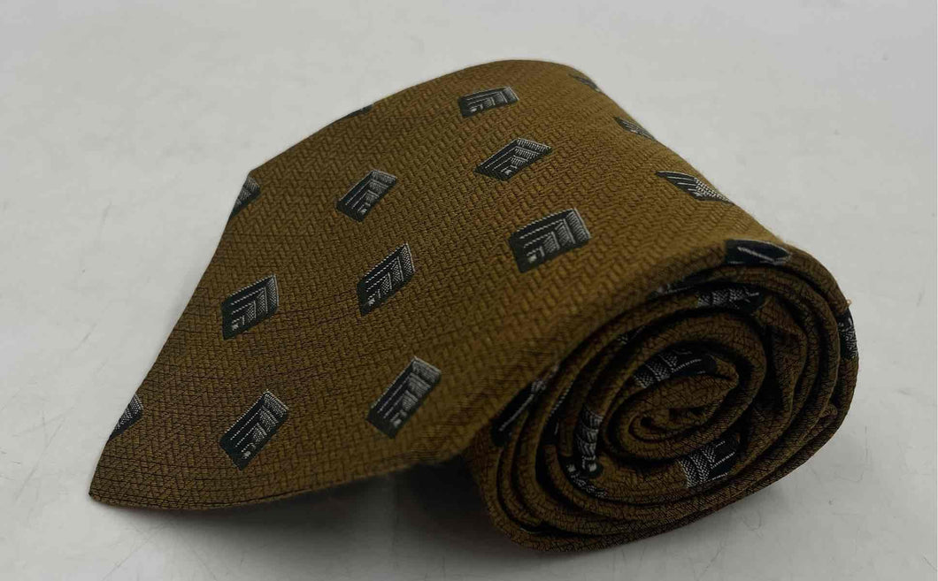Giorgio Armani Cravatte Mens Brown Geometric Print Silk Designer Tie