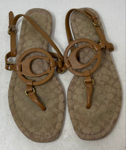 Load image into Gallery viewer, Coach Womens Jeri G4996 Brown Leather Open Toe Flat Thong Sandals Size 7.5B
