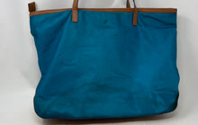 Load image into Gallery viewer, Michael Kors Womens Kempton Blue And Brown Double Handle Shoulder Purse
