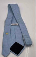 Load image into Gallery viewer, Versace Mens Blue Printed Keeper Loop Adjustable Pointed Tie
