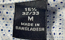 Load image into Gallery viewer, Tommy Hilfiger Mens Blue Printed Cotton Slim Fit Spread Collar Dress Shirt Sz M
