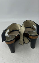 Load image into Gallery viewer, Michael Kors Womens Josephine Black Leather Wedge Heel Slingback Sandals Sz 7.5M
