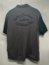 Load image into Gallery viewer, Harley Davidson Mens Gray Blue Embroidered Short Sleeve Button-Up Shirt Size XL

