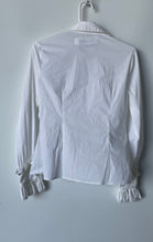 Load image into Gallery viewer, Fashion Nova Womens White Stretch Long Sleeve Collared Button-Up Shirt Size M
