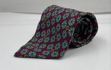 Load image into Gallery viewer, Valentino Mens Purple Geometric Floral Print Silk Keeper Loop Pointed Tie
