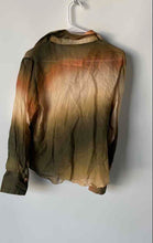 Load image into Gallery viewer, Zara Womens Green Orange Tie-Dye Long Sleeve Semi-Sheer Button-Up Shirt Size S
