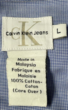 Load image into Gallery viewer, Calvin Klein Jeans Mens Blue Cotton Long Sleeve Collared Button-Up Shirt Size L
