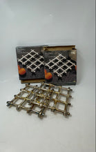 Load image into Gallery viewer, Set Of 2 Pcs Silver Plated Color Bamboo Kitchenware Two Section Trivet
