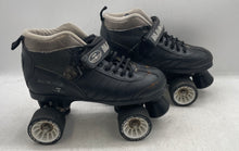 Load image into Gallery viewer, Magnum Mens Black Leather Lace-Up Four Wheel Roller Skates Size 7
