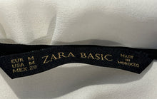 Load image into Gallery viewer, Zara Basic Womens White Long Sleeve Tie Neck Casual Blouse Top Size Medium
