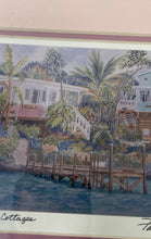 Load image into Gallery viewer, Watercolours Cottages Matted Signed Beach Scene Art Print By Pam E. Webb
