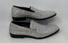 Load image into Gallery viewer, After Midnight Mens Silver-Tone Sparkly Glitter Slip-On Loafer Shoes Size 12
