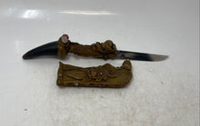Load image into Gallery viewer, Vintage Selika Stainless Steel Peruvian Folk Art Carved Handle And Sheath Knife
