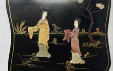Load image into Gallery viewer, Black Lacquer &amp; MOP Geisha Asian Girl Picture Wall Hanging Decor Plaque
