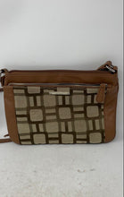 Load image into Gallery viewer, Nine West Womens Brown Geometric Print Leather Adjustable Strap Crossbody Bag
