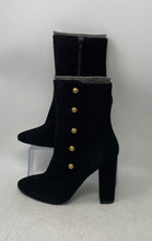 Load image into Gallery viewer, MAS34 Womens Black Suede High Block Heel Side Zip Ankle Bootie Size 9
