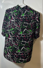 Load image into Gallery viewer, Anne Klein Womens Black Flower Printed Short Sleeve Collared Blouse Top Size S

