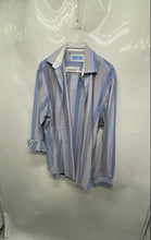 Load image into Gallery viewer, Zagiri Mens Blue Striped Long Sleeve Spread Collar Button-Up Shirt Size L
