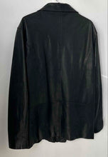 Load image into Gallery viewer, BR. Co Mens Black Leather Long Sleeve Spread Collar Full-Zip Jacket Size L
