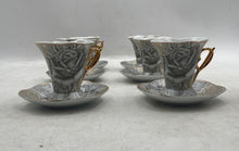 Load image into Gallery viewer, Lot Of 12 Pcs Lorren Home Trends Gray Gold Rose Porcelain Cups And Plates Set
