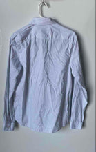 Load image into Gallery viewer, Michael Kors Mens Blue Printed Cotton Slim Fit Untucked Length Dress Shirt Sz M
