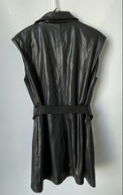 Load image into Gallery viewer, Zara Womens Black Faux Leather Sleeveless Belted Zipper Mini Dress Size L
