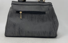 Load image into Gallery viewer, Mellow World Womens Gray Faux Leather Woven Fringe Satchel Handbag With Tag
