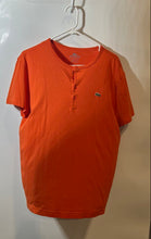 Load image into Gallery viewer, Lacoste Mens Orange Cotton Short Sleeve Henley Neck Pullover T-Shirt Size 5
