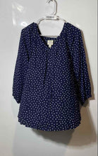 Load image into Gallery viewer, St. John's Bay Womens Blue Polka Dot V-Neck 3/4 Sleeve Pullover Blouse Top Sz XL
