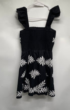 Load image into Gallery viewer, Anthropologie Womens Black White Ruffle-Strap Embroidered Mini Dress Size S
