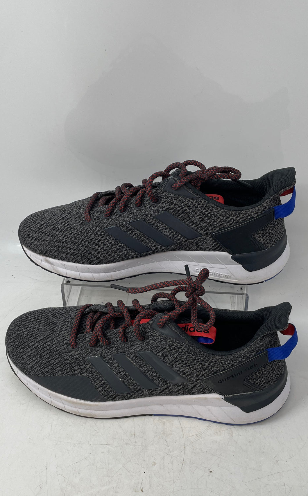 Adidas Mens Questar Ride Gray Red Blue White Lace-Up Sneaker Shoes Size 8.5