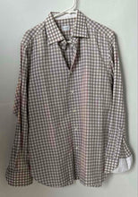 Load image into Gallery viewer, Ermenegildo Zegna Mens Beige Gingham Long Sleeve Dress Shirt Size 42
