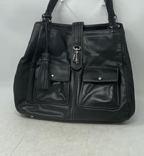 Load image into Gallery viewer, Tignanello Womens Black Leather Inner Pocket Bottom Studs Shoulder Handbag
