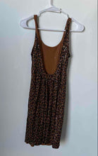 Load image into Gallery viewer, Express Womens Brown Leopard Print Sequin Sleeveless Mini Dress Size Small
