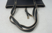 Load image into Gallery viewer, Darcy Marky Womens Black Leather Stitching Double Handle Shoulder Tote Purse
