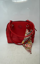 Load image into Gallery viewer, Nanette Lepore Womens Madilyn Red Faux Leather Dome Satchel Bag W/ Floral Scarf
