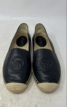 Load image into Gallery viewer, Michael Kors Womens Black Beige Leather Slip-On Round Toe Espadrille Flats Sz 7
