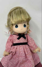 Load image into Gallery viewer, Vintage Blonde Hair Blue Waterdrop Eyes Ceramic Play Doll In Pink Maxi Dress
