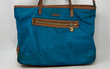 Load image into Gallery viewer, Michael Kors Womens Kempton Blue And Brown Double Handle Shoulder Purse
