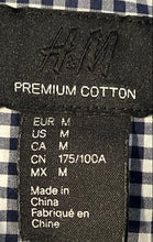 Load image into Gallery viewer, H&amp;M Mens Black White Gingham Premium Cotton Button-Up Shirt Size Medium
