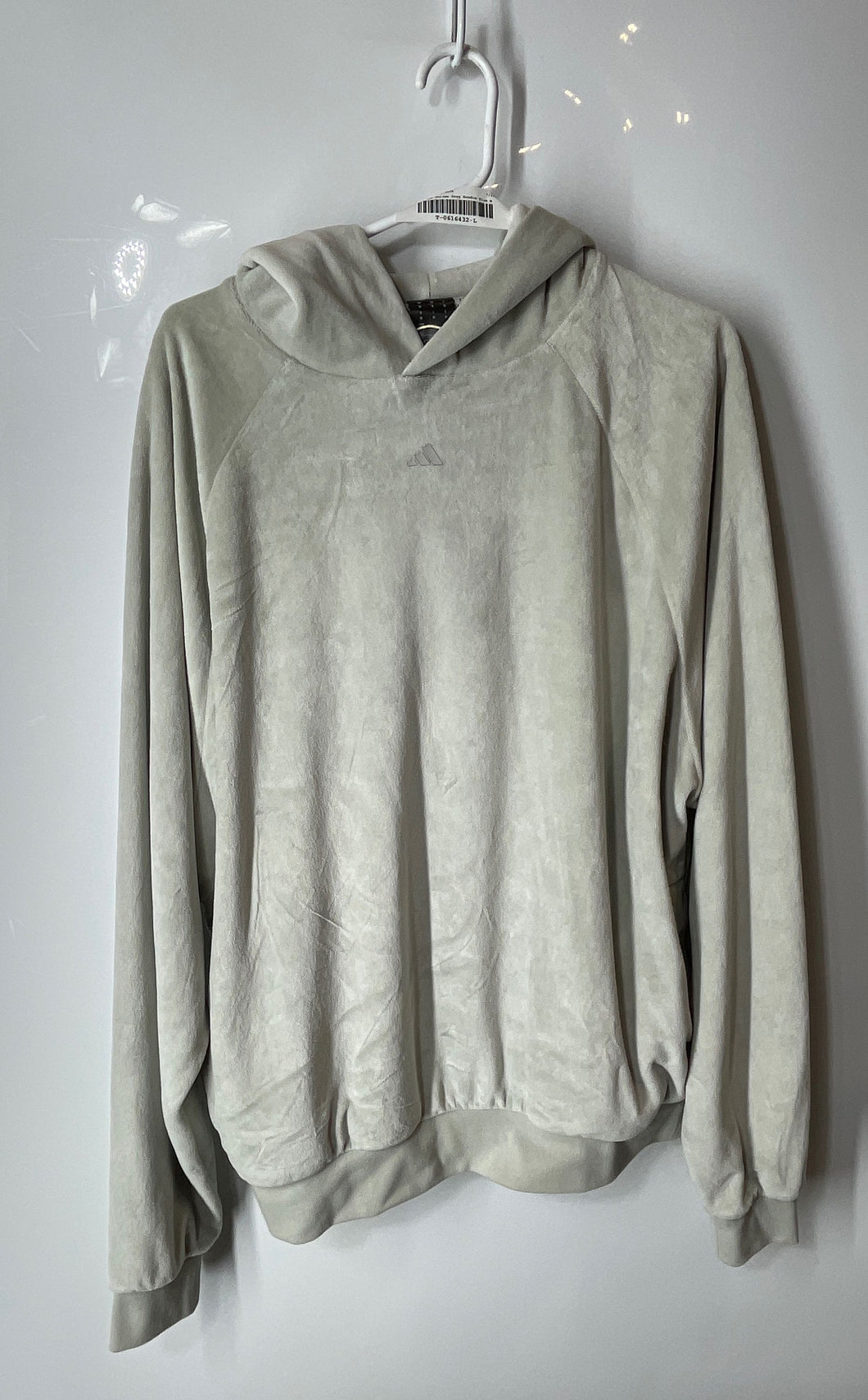 Adidas Unisex Gray Velour Mesh Lined Long Sleeve Basketball Pullover Hoodie Sz M