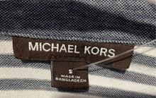 Load image into Gallery viewer, Michael Kors Mens Gray Blue White Striped Printed Polo Shirt Size Small
